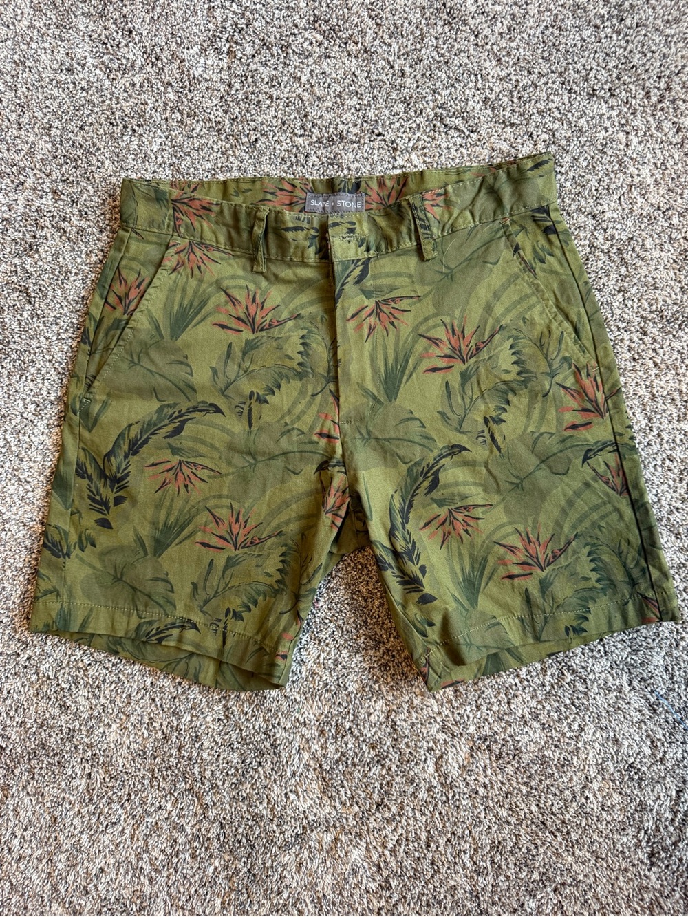 Slate & Stone Olive Tropical Print Men’s Shorts